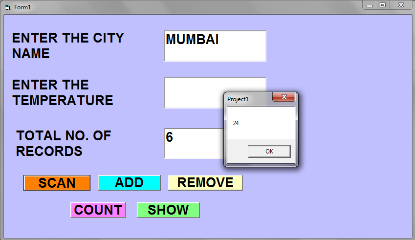 Project 12. VISUAL BASIC PROGRAMMING LANGUAGE (City_Tempareture) Run/Display Project (F5)