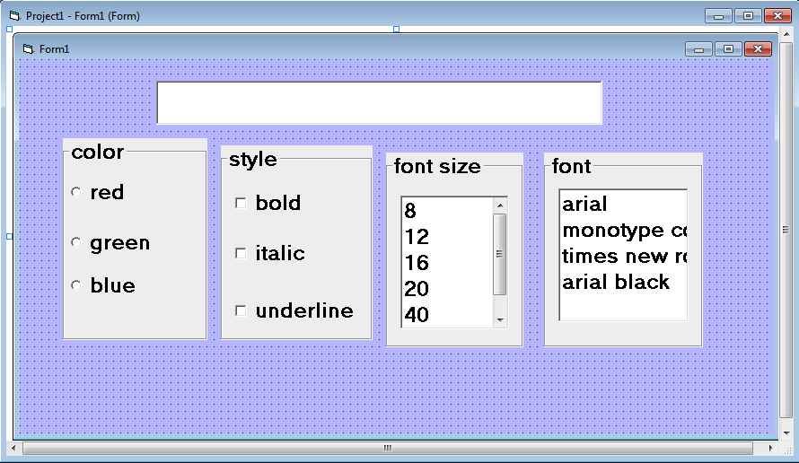 PROJECT 3:VISUAL BASIC PROGRAMMING LANGUAGE (FONT FORMAT) Property Part (F4)